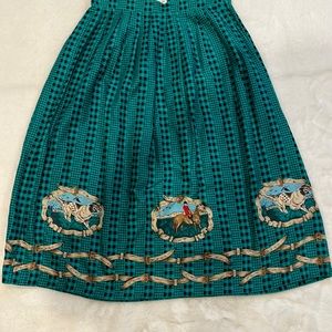Vintage Green and Black Plaid Equestrian Skirt